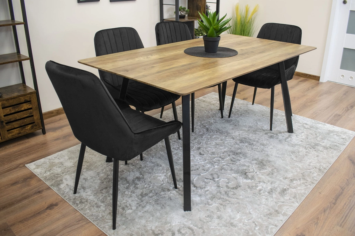 Zestaw stół okrągły TODI 80 czarny + 4 krzesła LAGO czarne