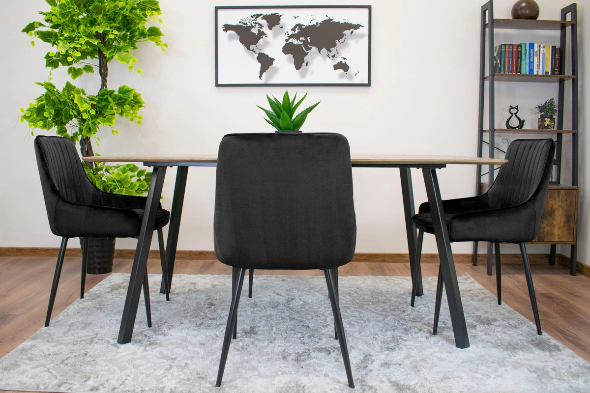 Zestaw stół okrągły TODI 80 jesion + 3 krzesła OSAKA czarne