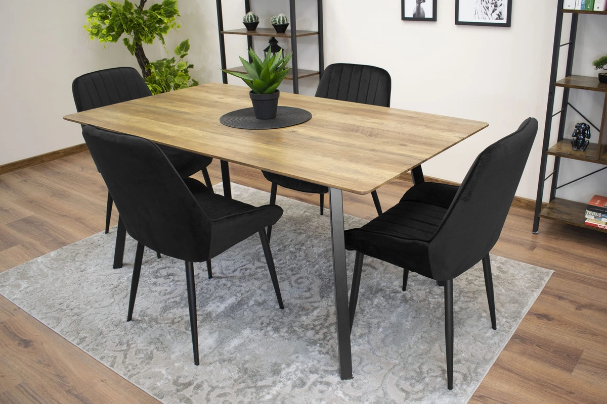 Zestaw stół okrągły TODI 80 czarny + 4 krzesła LAGO czarne