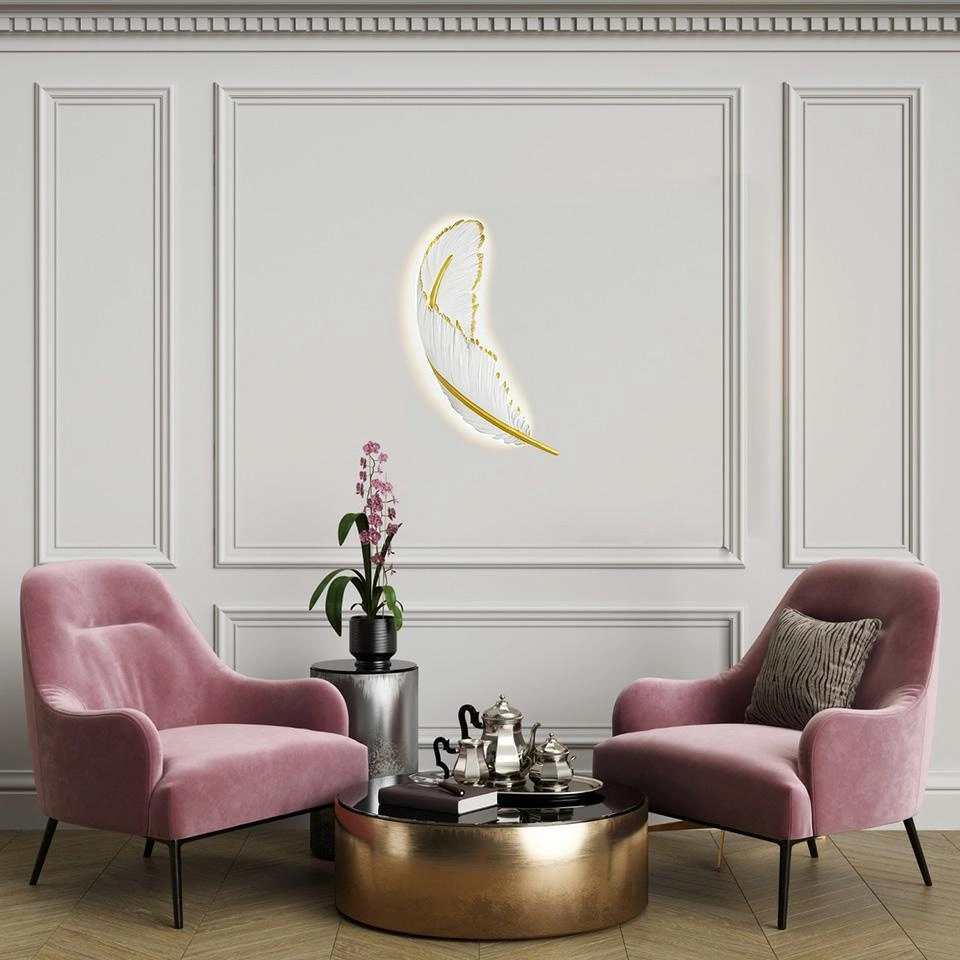 MOOSEE lampa ścienna PIÓRKO biała / złota