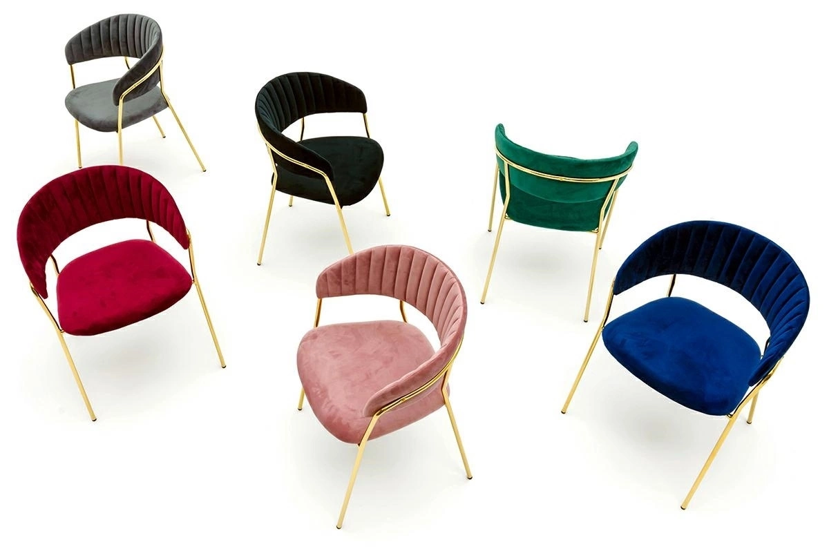 Krzesło MARGO ciemny szary - welur, podstawa złota