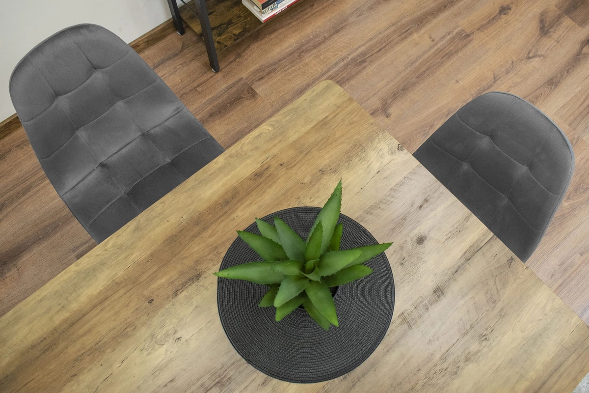 Zestaw stół okrągły TODI 80 czarny + 4 krzesła LAGO szare