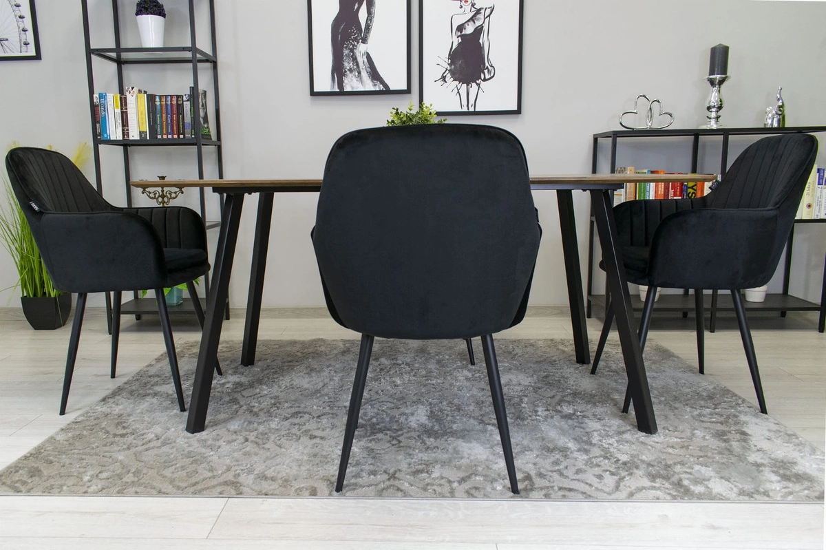 Krzesło LUGO - aksamit czarny / nogi czarne x 1