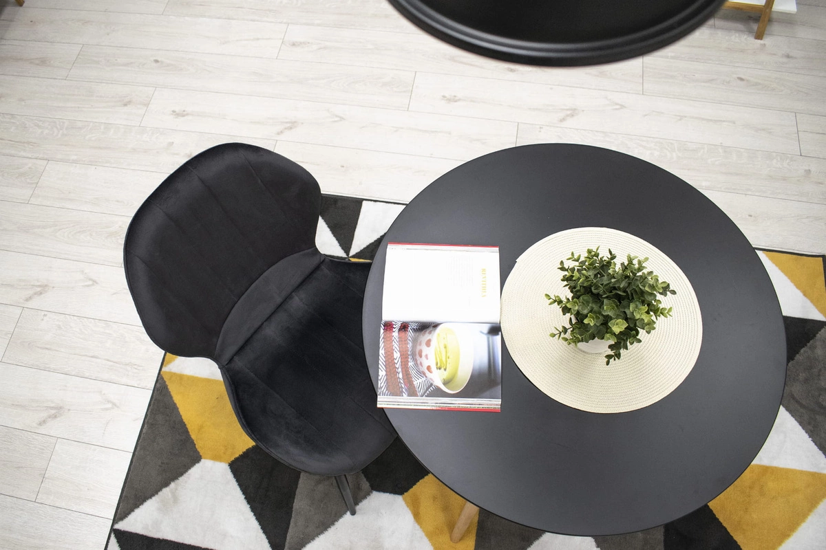 Zestaw stół okrągły TODI 60 biały + 2 krzesła LAGO czarne