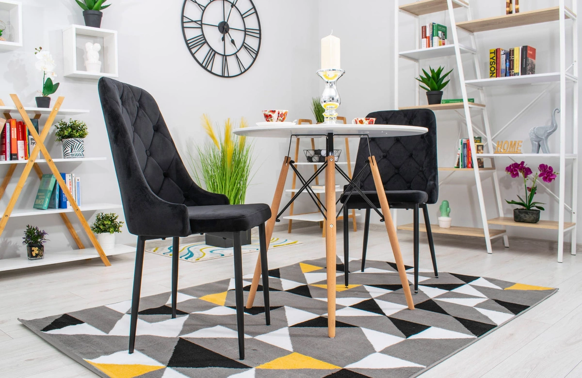 Zestaw stół prostokątny ADRIA 120x80 biały + 4 krzesła MARK szare