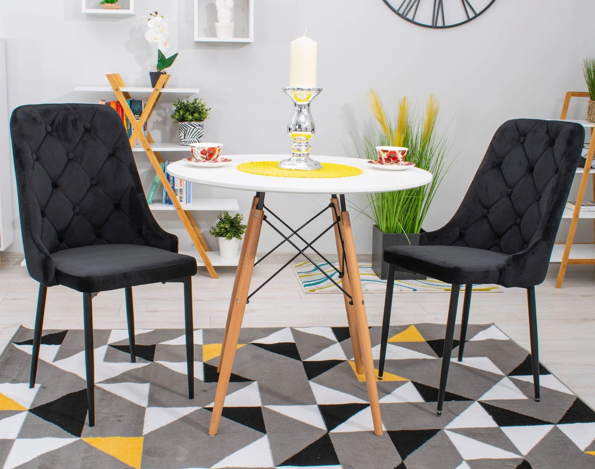 Zestaw stół prostokątny ADRIA 120x80 biały + 4 krzesła MARK szare