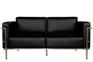 Sofa 2-osobowa Soft GC czarna skóra