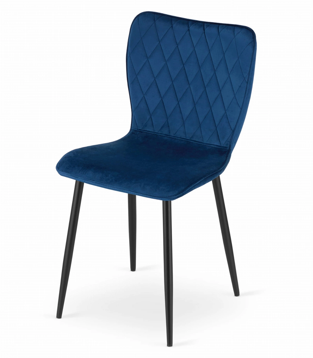 Zestaw stół okrągły TODI 80 czarny + 4 krzesła LAGO granatowe