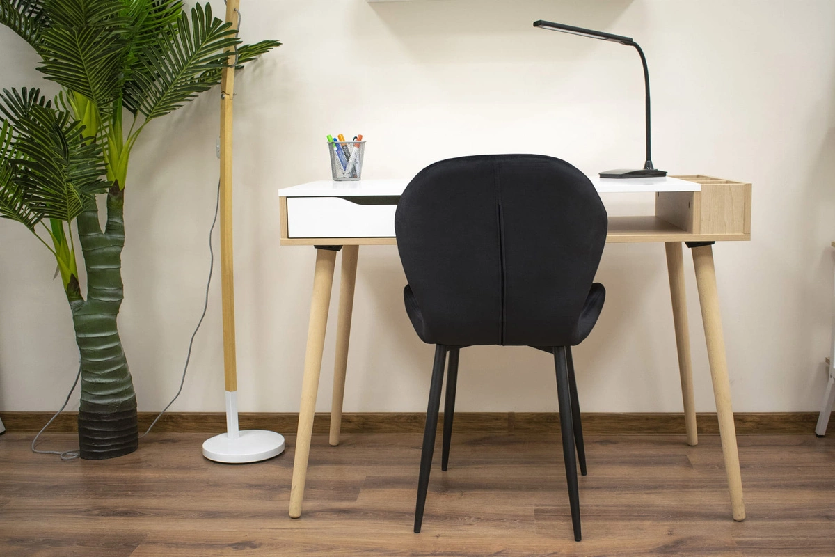 Zestaw stół okrągły TODI 60 biały + 2 krzesła LAGO czarne