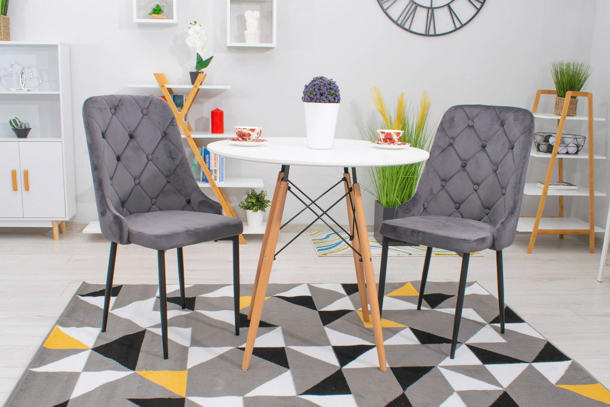 Zestaw stół prostokątny ADRIA 120x80 biały + 4 krzesła MARK czarne