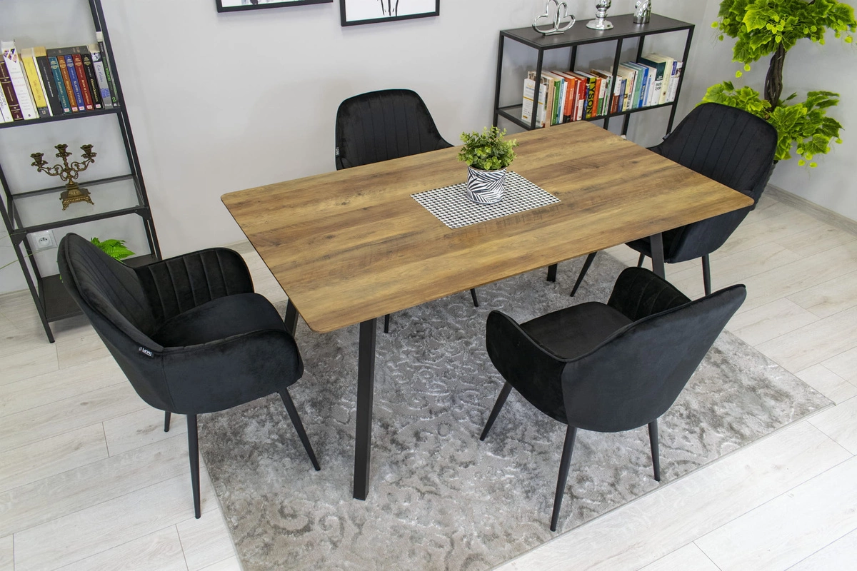 Krzesło LUGO - aksamit czarny / nogi czarne x 1