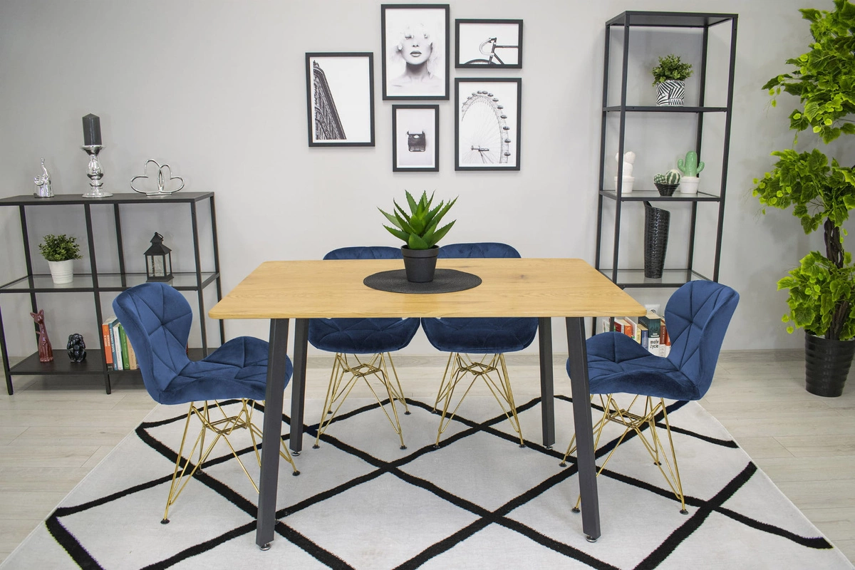 Zestaw stół okrągły TODI 80 czarny + 4 krzesła TURIN ciemnoszare