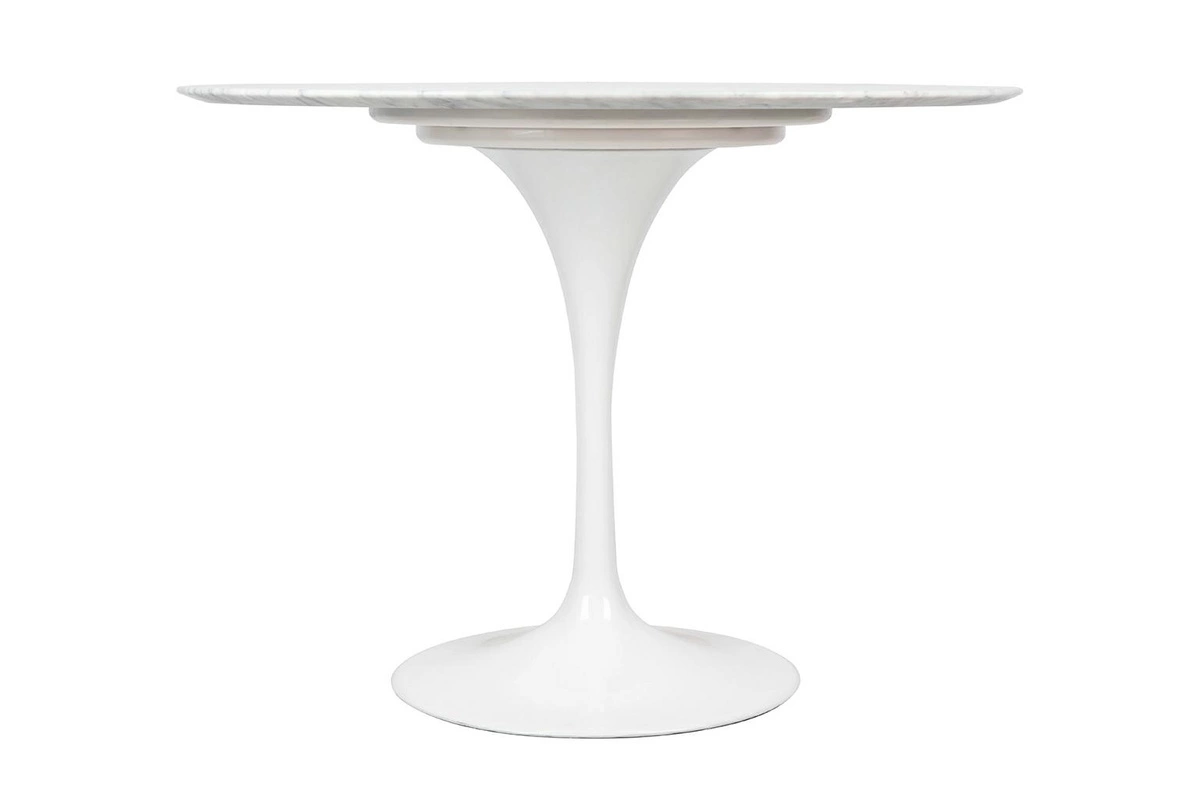 Stół TULIP MARBLE 100 CARRARA biały - blat okrągły marmurowy, metal