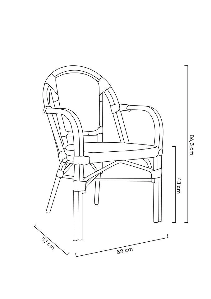 Krzesło CAFE PARIS ARM brązowe rattan