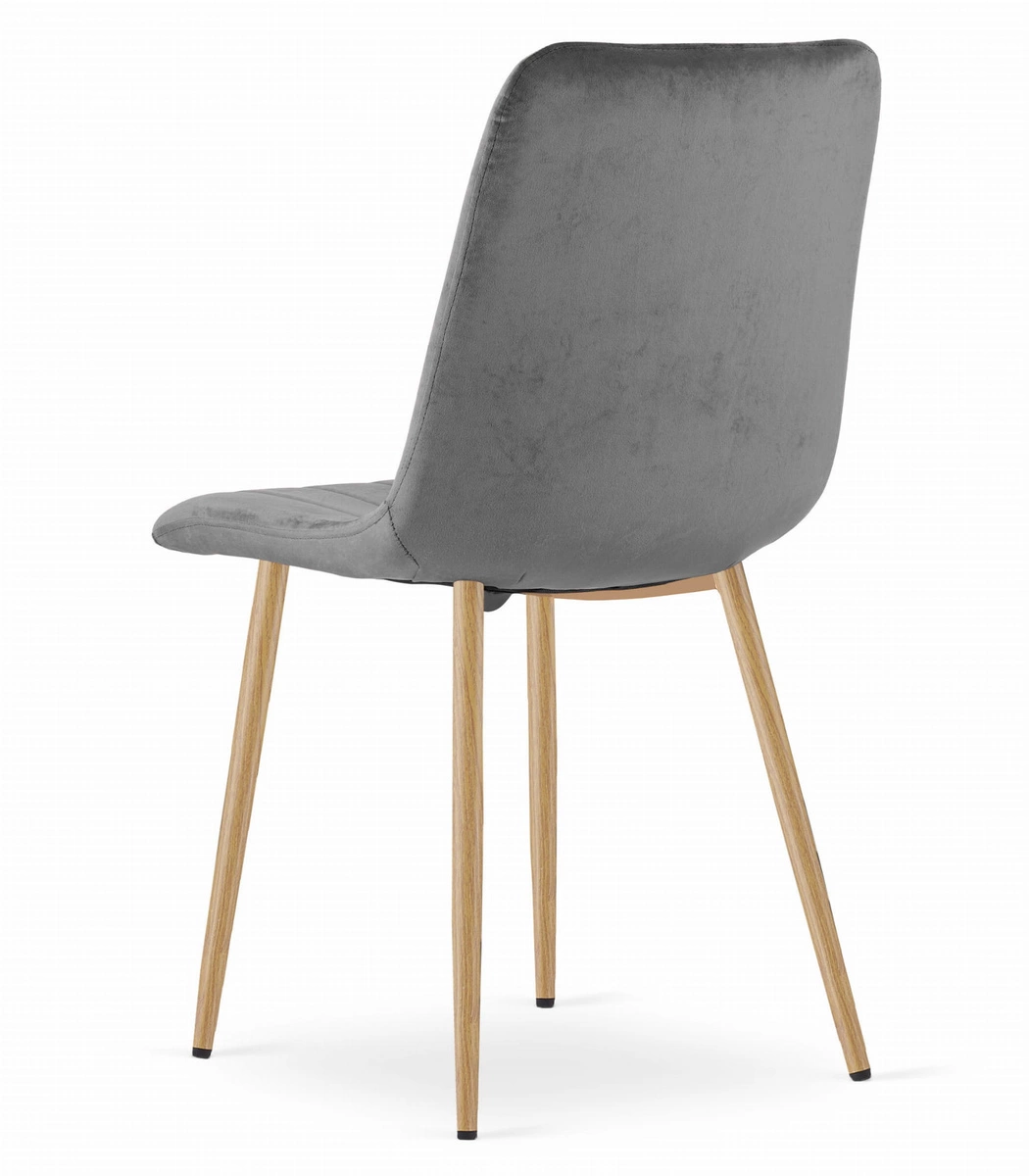 Krzesło LAVA - ciemny szary aksamit / nogi kolor drewna x 1